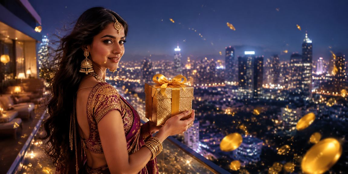 Indian woman enjoying online slots on mobile device in Pune